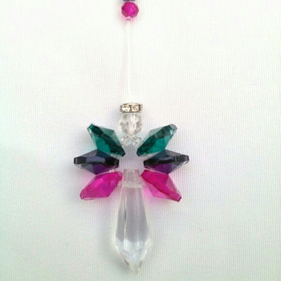 Crystal Angel Rainbow Maker Suncatcher Festive Flow Pretty Teap Pink & Purple - Picture 2 of 8